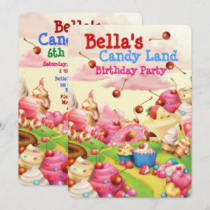 Snoep Land Sweetie Birthday Party Invitation Kaart