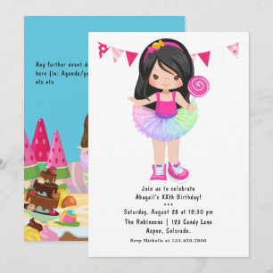 Snoep Land Tutu Girl Birthday Party Kaart