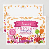 Snoep Land Verjaardagsfeestuitnodiging Kaart (Voorkant / Achterkant)