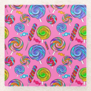 Snoep Lolly Fun Roze Regenboog Glazen Onderzetter