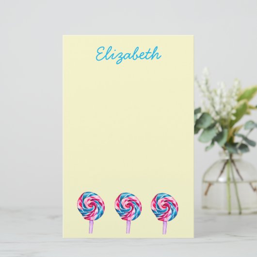 Snoep lolly waterverf zoete kunst briefpapier (Staand voorkant)