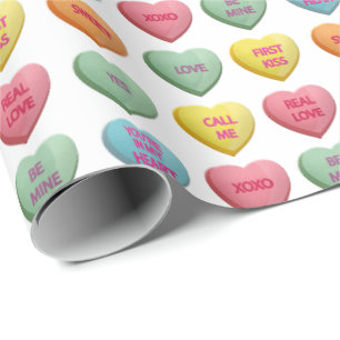 Snoep Love Hearts Romantic Wordpatroon Cadeaupapier