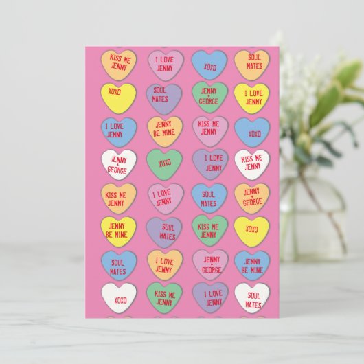 Snoep maakt aangepaste berichten warm, Valentijn p Feestdagenkaart (Staand voorkant)