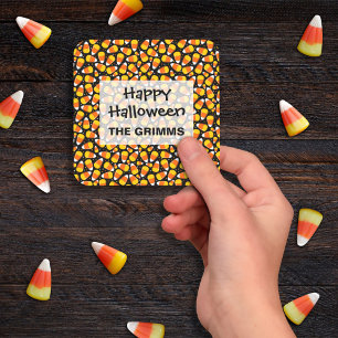 Snoep Mais Patroon Halloween Op Maat Vierkante Sticker