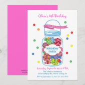 Snoep Mason Jar Birthday Uitnodiging (Voorkant / Achterkant)