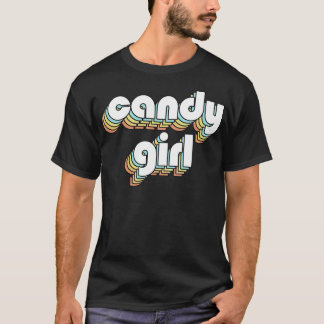 Snoep Meisje Retro Rainbow Typografie Vervaagd Sti T-shirt