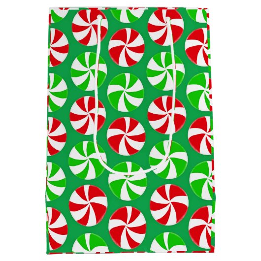 Snoep met groene en rode kerstpannen medium cadeauzakje (Achterkant)