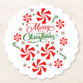 Snoep met kerstpeppermint kartonnen onderzetters (Voorkant)