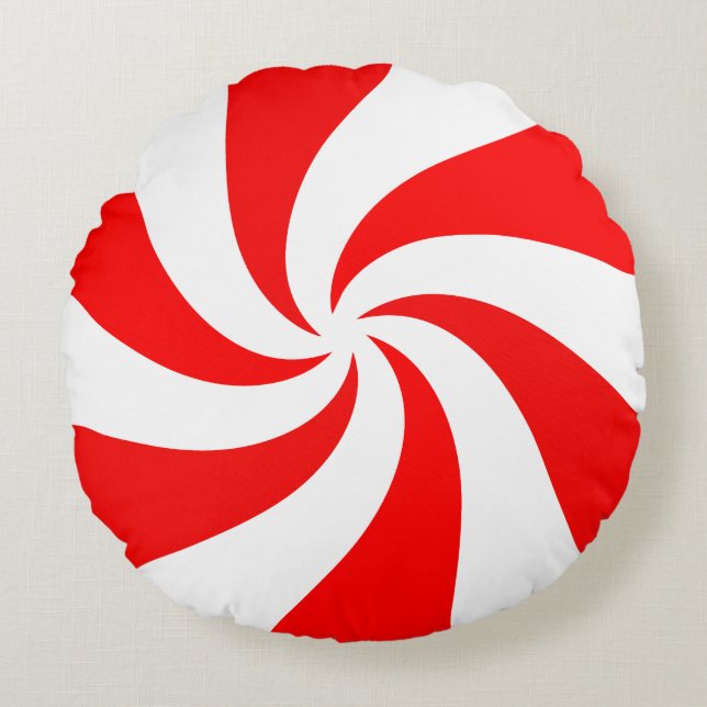 Snoep met kerstpeppermint rond kussen (Voorkant)