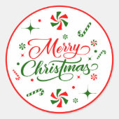 Snoep met kerstpeppermint ronde sticker (Voorkant)