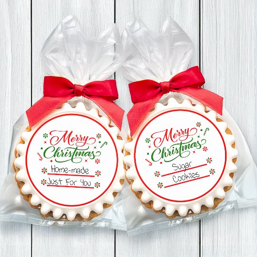 Snoep met kerstpeppermint ronde sticker