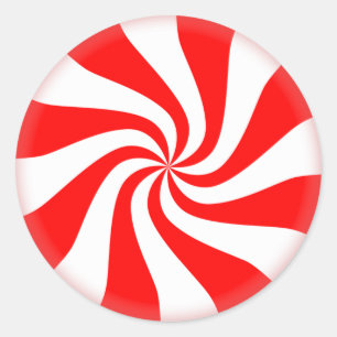 Snoep met kerstpeppermint ronde sticker