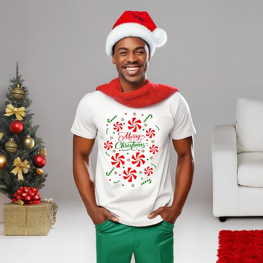Snoep met kerstpeppermint t-shirt