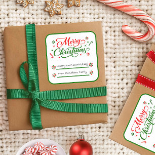 Snoep met kerstpeppermint vierkante sticker