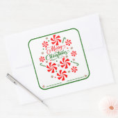 Snoep met kerstpeppermint vierkante sticker (Envelop)