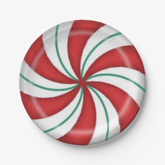 Snoep met kerstrode kepermunt papieren bordje (Voorkant)
