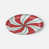 Snoep met kerstrode kepermunt papieren bordje (Gekanteld)
