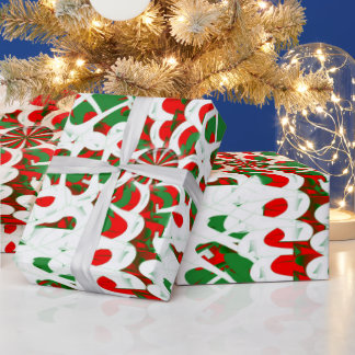 Snoep met kerstrood/groen lint cadeaupapier