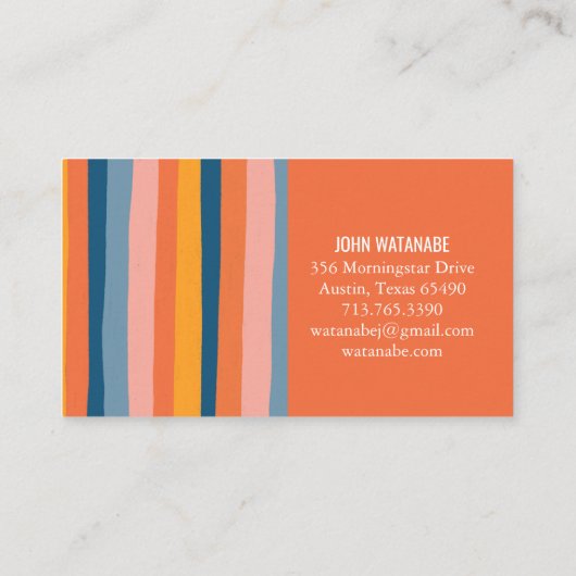 Snoep minimalistische strepen handgemaakt Sinaasap Visitekaartje (Achterkant)