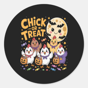 Snoep of een Behandeling Halloween Maan Kip Fun Ronde Sticker