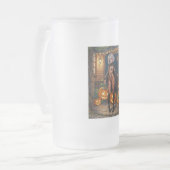 Snoep of een Leugenaar, Dapper Halloween verkleed Matglas Bierpul (Voorkant links)