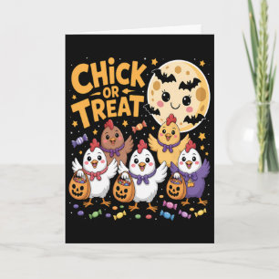 Snoep of Sla Halloween Maan Kip Pret Kaart