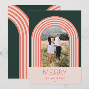 Snoep pastelroze stripe regenboog 1 foto Kerstmis Feestdagenkaart