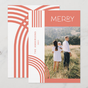 Snoep pastelroze stripe regenboog 1 foto Kerstmis Feestdagenkaart