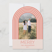 Snoep pastelroze stripe regenboog 1 foto Kerstmis Kaart (Voorkant)