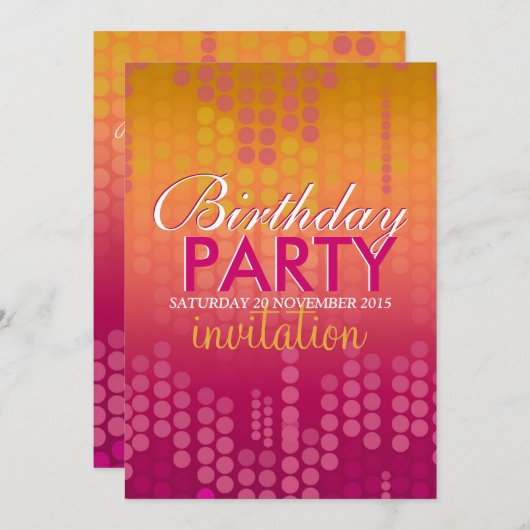 Snoep Pink Bokeh Sparkle Birthday Uitnodiging (Voorkant / Achterkant)