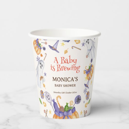 Snoep Pompoen Geesten Halloween Baby Welkomstbord Papieren Bekers (Achterkant)