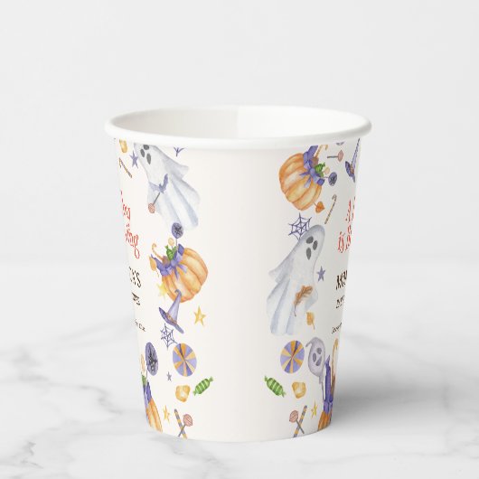 Snoep Pompoen Geesten Halloween Baby Welkomstbord Papieren Bekers (Links)