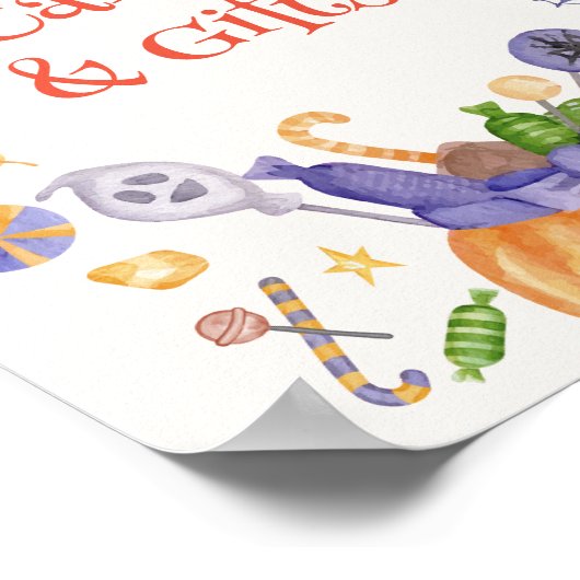 Snoep Pompoen Geesten Halloween Kaarten & Cadeaubo Poster (Hoek)