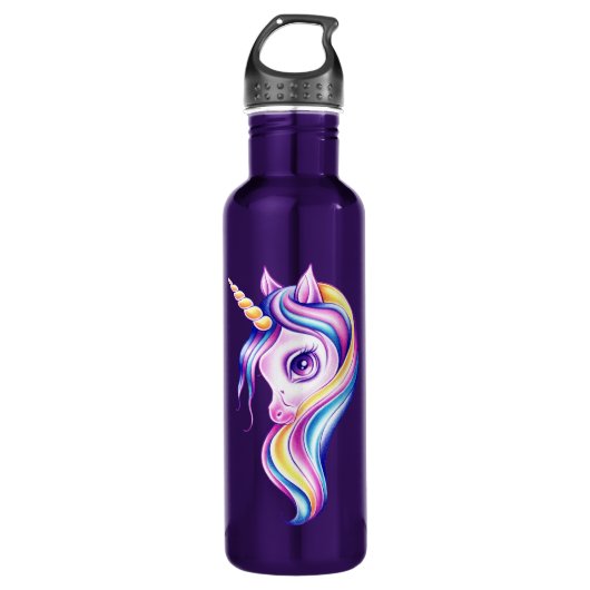 Snoep Pop Unicorn Metallic Water Fles (Voorkant)