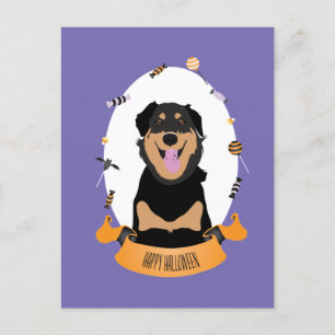 Snoep Portret Rottweiler Dog Paars Sinaasappel Briefkaart