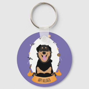 Snoep Portret Rottweiler Dog Paars Sinaasappel Sleutelhanger