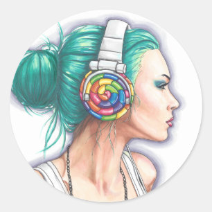 Snoep Rocker Sticker Headphone Girl Sticker