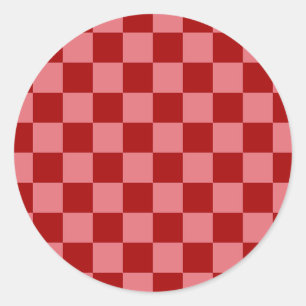 Snoep Rood en Snoep Roze Checkerboard Ronde Sticker