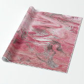 Snoep Roos Zilveren borstel Molten Marble Shiny Gl Cadeaupapier (Uitgerold)