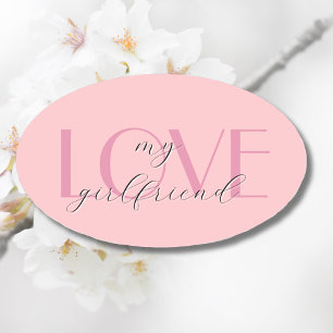 Snoep Roze Elegant LOVE Pastel Roos Valentijn Ovale Sticker