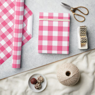  Snoep roze en witte buffel geruit Cadeaupapier