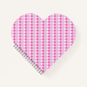 Snoep Roze en Witte Check Pattern Heart Shape Notitieboek