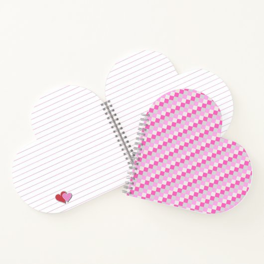Snoep Roze en Witte Check Pattern Heart Shape Notitieboek (Binnen)