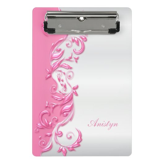  Snoep Roze  op White Satin Design Mini Klembord (Voorkant)