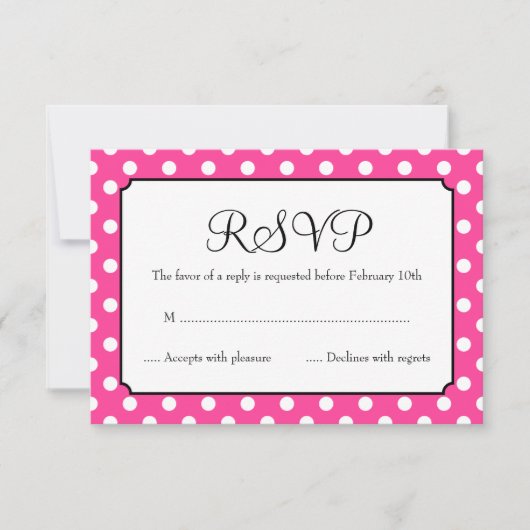 Snoep Roze poka Dot Bat Mitzvah RSVP Kaartje (Voorkant)