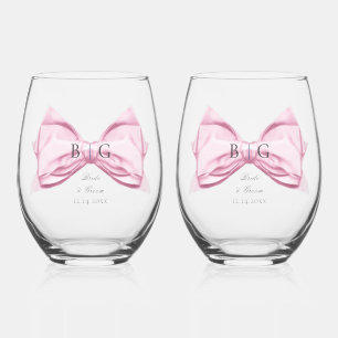 Snoep Roze Satin Bow Stemloos Wijnglas Wijnglas Zonder Voet