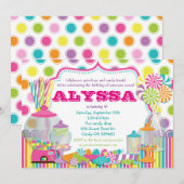 Snoep Shop en Sweet Shoppe Party Uitnodiging (Voorkant / Achterkant)
