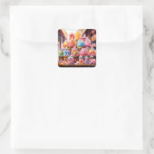  Snoep Shop Taffy Vierkante Sticker (Tas)
