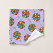 Snoep Shoppe Paarse Rainbow Lollipop Pop Lolly Bad Handdoek (Wasdoekje)