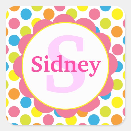 Snoep Stippen Gepersonaliseerde Monogram Sticker (Voorkant)